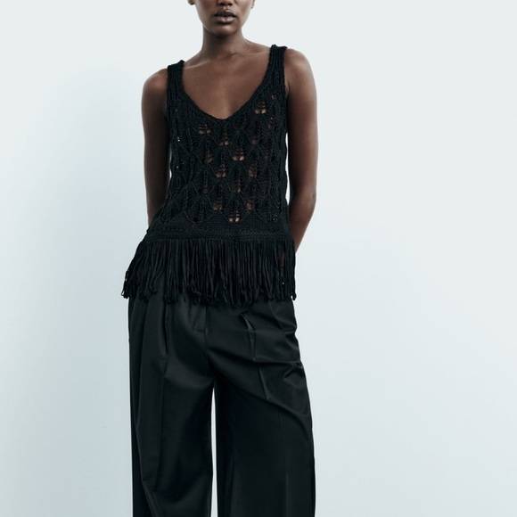 FRINGED KNIT TOP - Picture 2 of 9